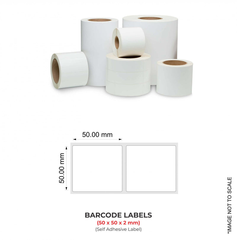 Barcode Labels (50x50x2mm), 2000 Labels Per Roll (Self Adhesive Label)