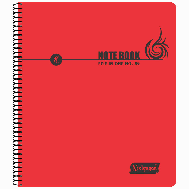 Spiral Note Book No.89, 200 Pages, (22cm x 19cm) (Multi-coloured pages) (Five Colour in One)
