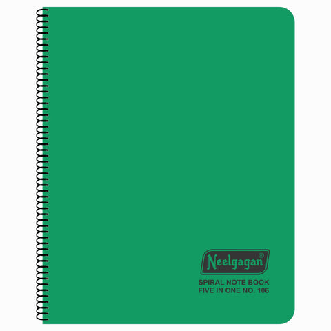 Five in One Spiral Note Book No.106, 300 Pages, (28.5cm x 20cm) (5 Subject)