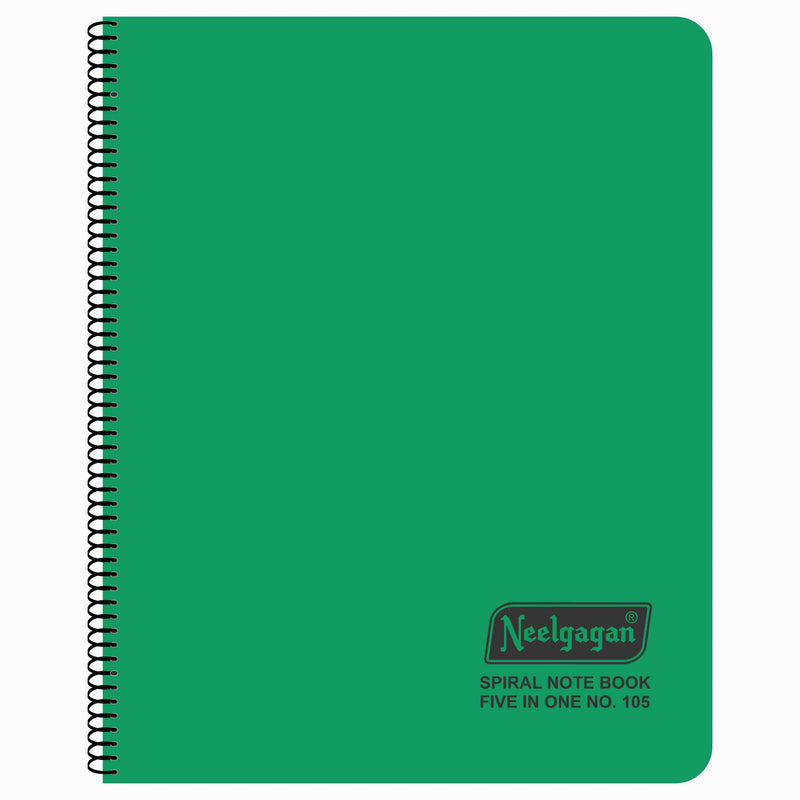 Spiral Note Book No.105, 300 Pages, (28.5cm x 20cm) White Paper with Separators (5 Subject)