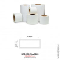 Barcode Labels (60mm x 25mm x 1), 2000 Labels Per Roll (Self Adhesive Label)