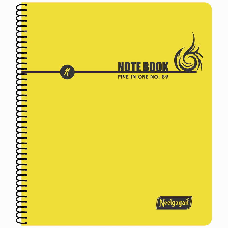 Spiral Note Book No.89, 200 Pages, (22cm x 19cm) (Multi-coloured pages) (Five Colour in One)