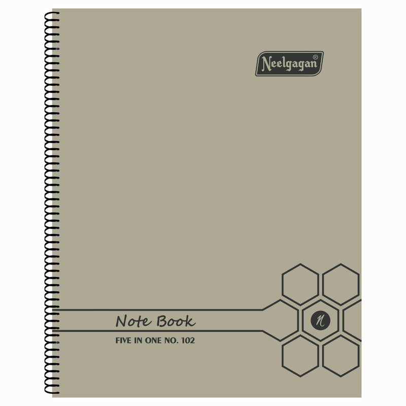 Spiral Note Book No.102, 200 Pages, (28.5cm x 20cm) (Multi-coloured pages) (Five Colour in One)