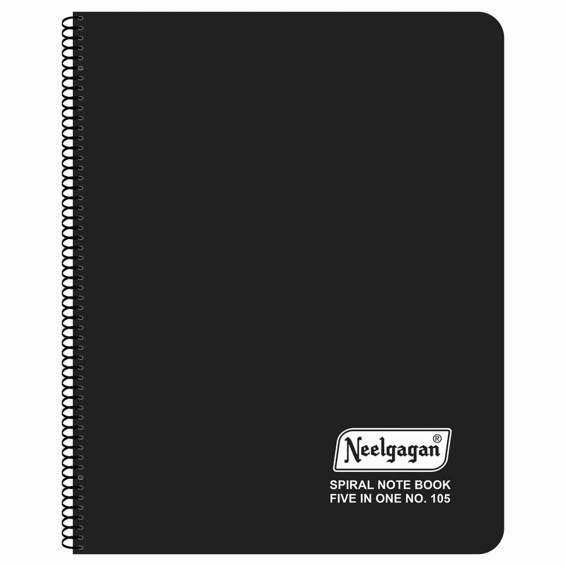 Spiral Note Book No.105, 300 Pages, (28.5cm x 20cm) White Paper with Separators (5 Subject)