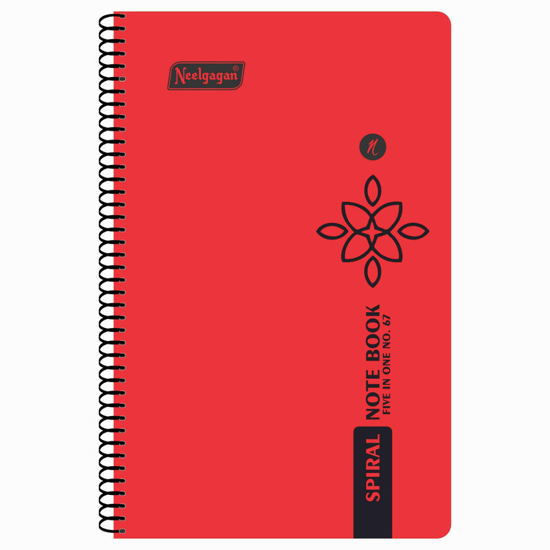 Spiral Note Book No.67, 200 Pages, (14.5cm x 22.5cm) (Multi-coloured pages) (Five Colour in One)