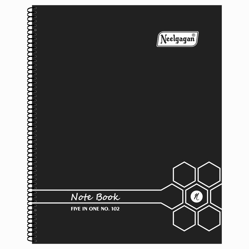 Spiral Note Book No.102, 200 Pages, (28.5cm x 20cm) (Multi-coloured pages) (Five Colour in One)