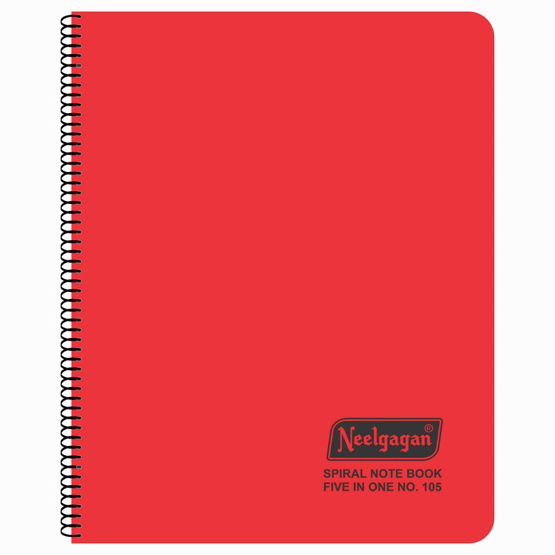 Spiral Note Book No.105, 300 Pages, (28.5cm x 20cm) White Paper with Separators (5 Subject)