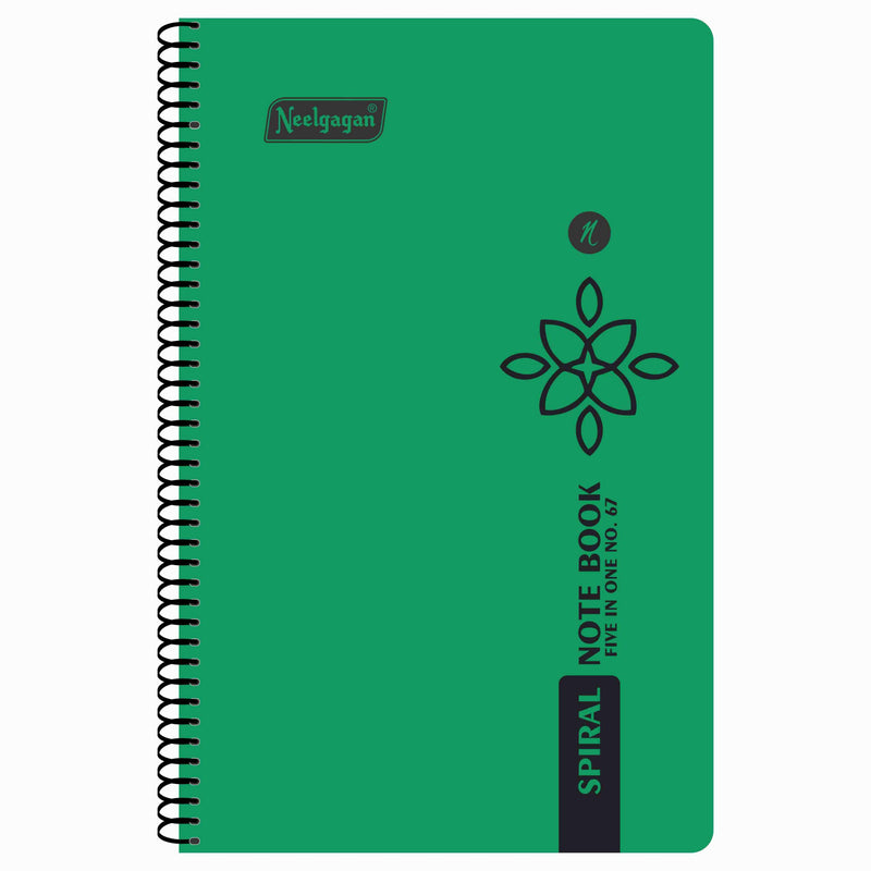 Spiral Note Book No.67, 200 Pages, (14.5cm x 22.5cm) (Multi-coloured pages) (Five Colour in One)
