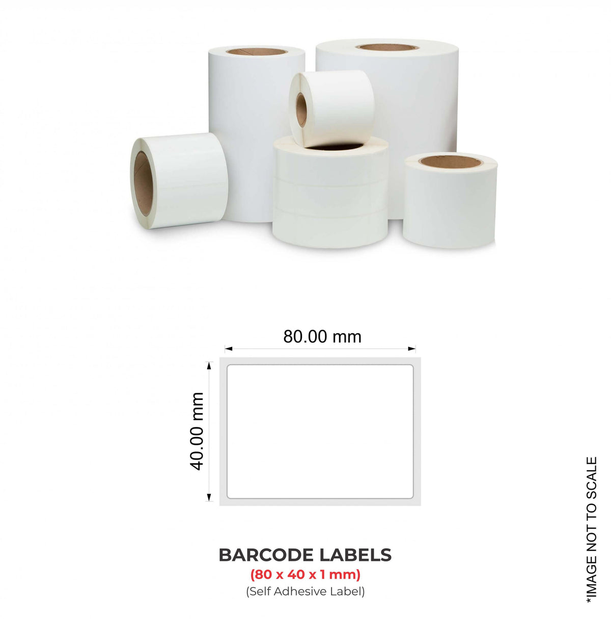 Barcode Labels (80x40x1mm), 1000 Labels Per Roll (Self Adhesive Label)