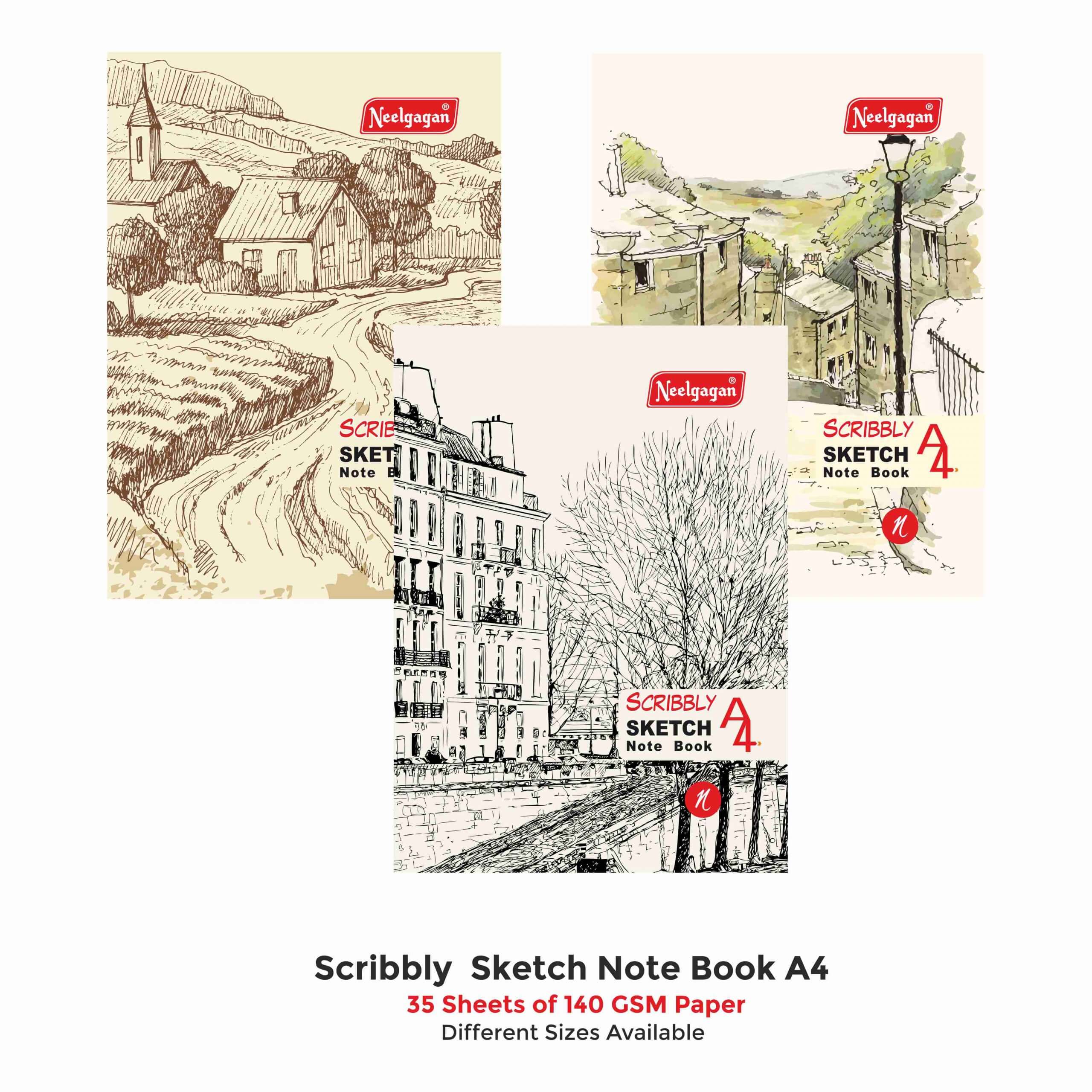 Scribbly Sketch Pad A4 (140 GSM) – 35 Sheets, (21cm X 29.7cm) (Suitable for Drawing & Sketching)