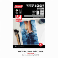 Water Colour Sheet A4, 320 GSM (Pack of 10 Sheets) 21 cm x 29.7 cm (Suitable for Drawing, Sketching and Painting)