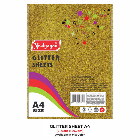 Glitter Sheets - A4 Mix Colour Pack of 10 Sheets (Without Gum/ With Gum)