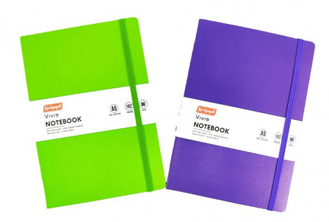 Vivid Notebook – A5 Semi Flexi Cover Buckram Material Round Corner with Elastic Band 200 Page.