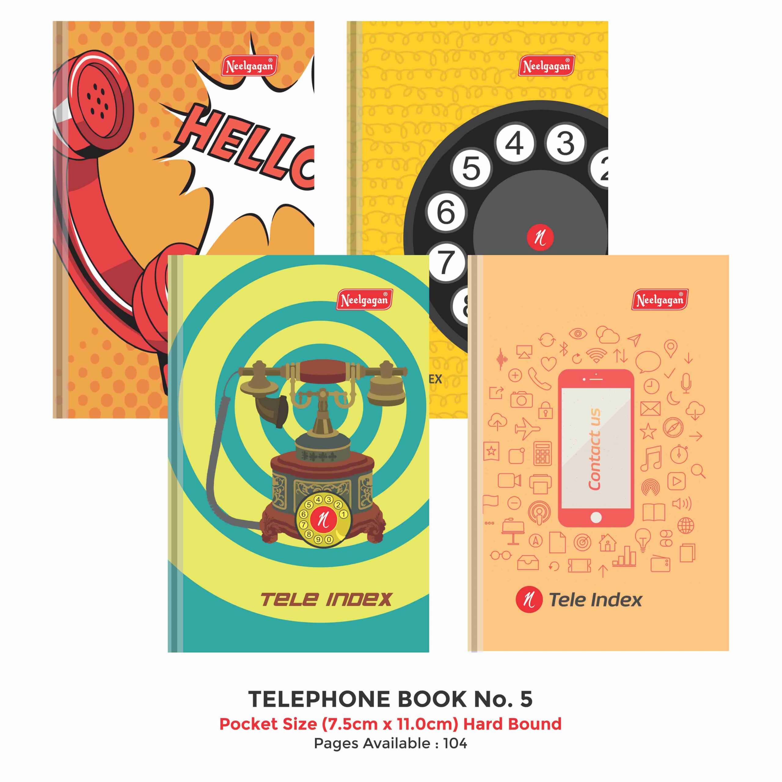 Telephone Book (Pocket Size) 104 pages, No.5 (7.5cm x 11.0cm) Hard Bound