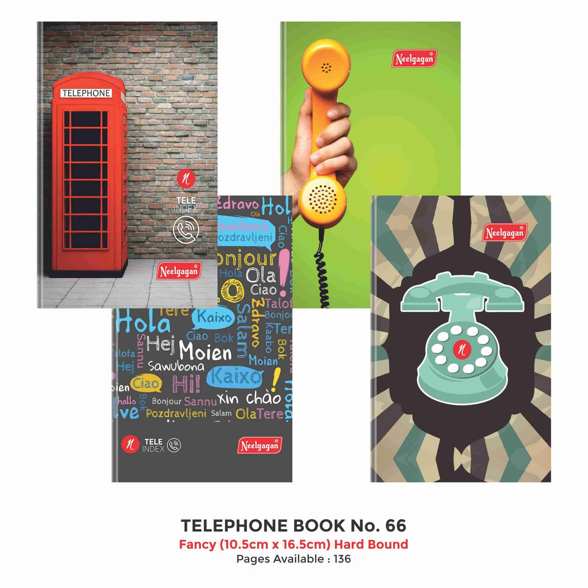 Telephone Book (Fancy) 136 pages, No.66 (10.5 cm x 16.5 cm) Hard Bound