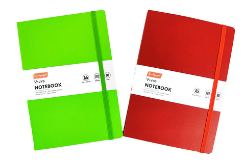 Vivid Notebook – A5 Semi Flexi Cover Buckram Material Round Corner with Elastic Band 200 Page.