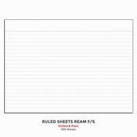 Ruled Sheets Ream F/S, 500 Sheets, (Ruled & Plain), (31.0 cm x 38.0 cm)