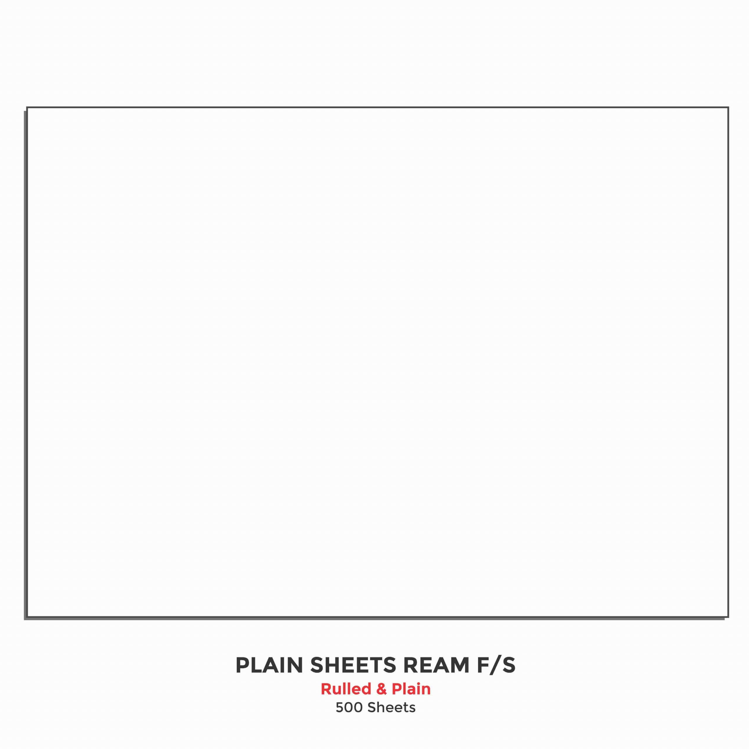 Ruled Sheets Ream F/S, 500 Sheets, (Ruled & Plain), (31.0 cm x 38.0 cm)