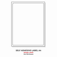 A4 size self-adhesive label sheet, with dimensions 199mm x 289mm, designed for use with inkjet, paper, or laser printers.