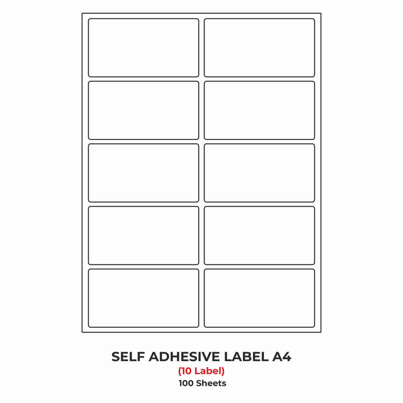 A4 (ST 10) Packaging Label (99mm x 57mm x 10), 100 Sheets (Self Adhesive Label for Inkjet/Paper/Laser Printer)