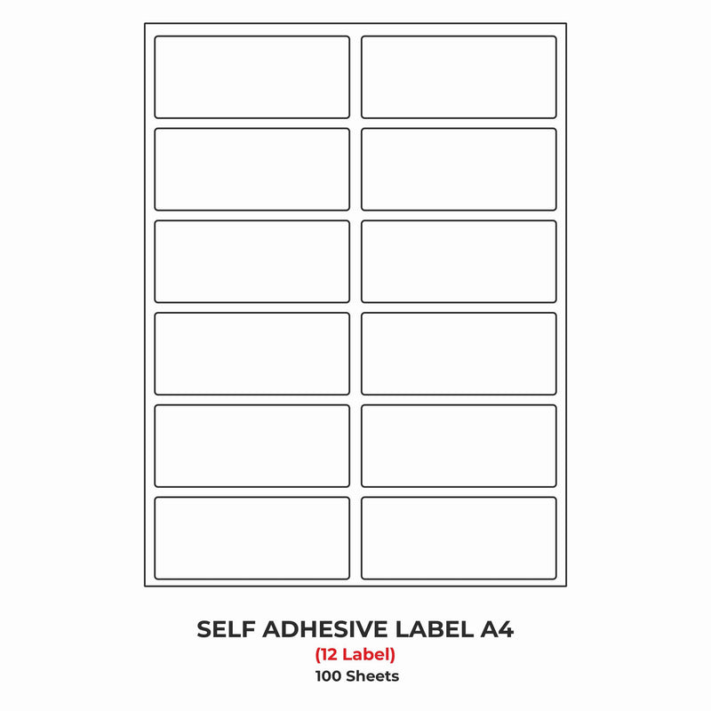 A4 (ST 12) Address Label (100mm x 44mm x 12) (Self Adhesive Label for Inkjet/Paper/Laser Printer)