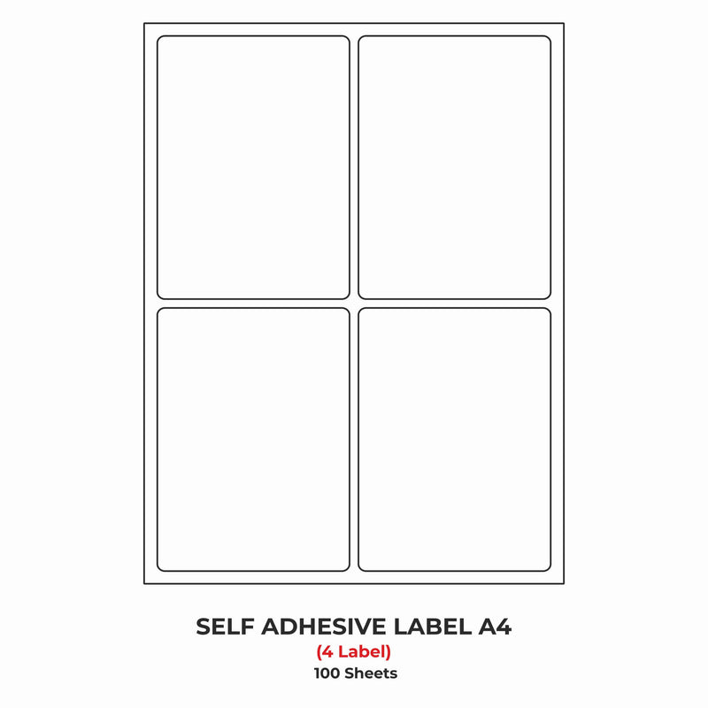 A4 (ST 4) Packaging Label (99mm x 142mm x 4) (Self Adhesive Label for Inkjet/Paper/Laser Printer)