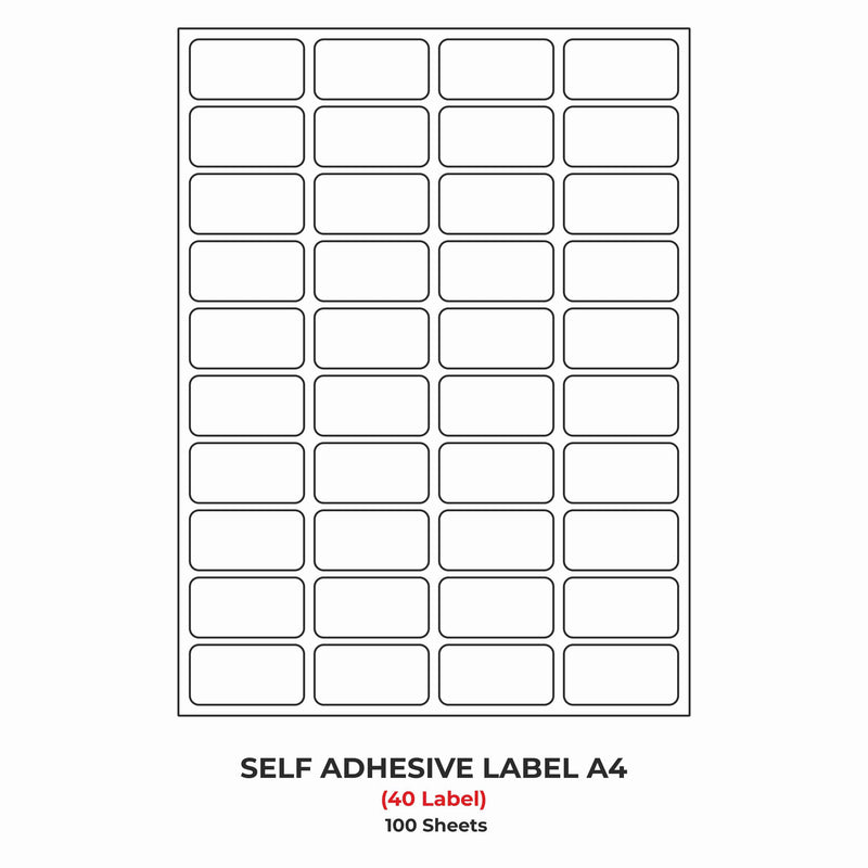 A4 (ST 40) Address Label (52.25mm x 29.84mm x 40) (Self Adhesive Label for Inkjet/Paper/Laser Printer)