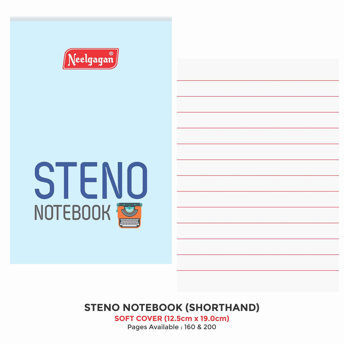 Steno Notebook, 12.5cm x 19.0cm (Soft cover) (Shorthand)