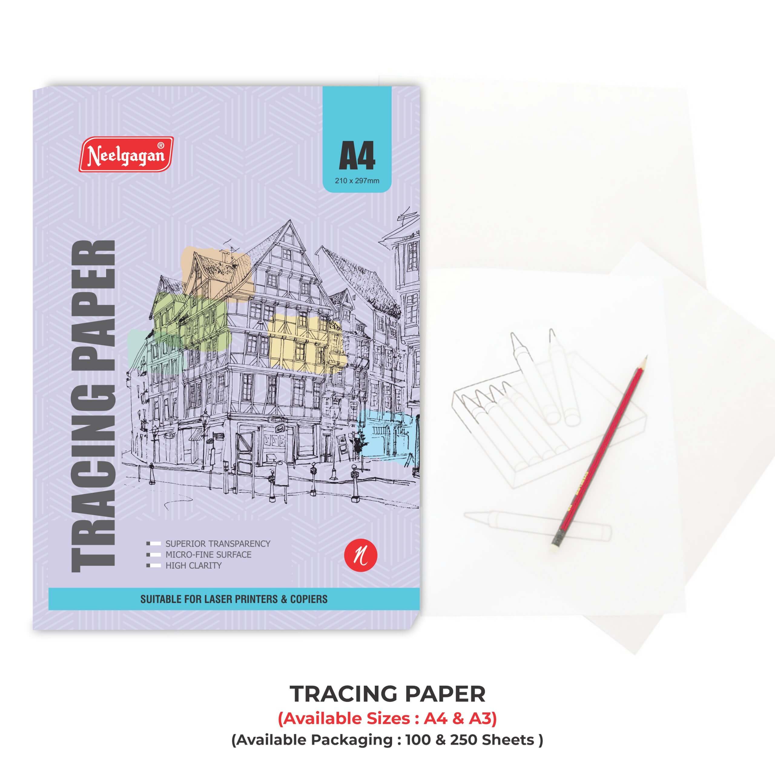 Tracing Paper (A4 & A3) 90 GSM (100 & 250 Sheets) – Neelgagan