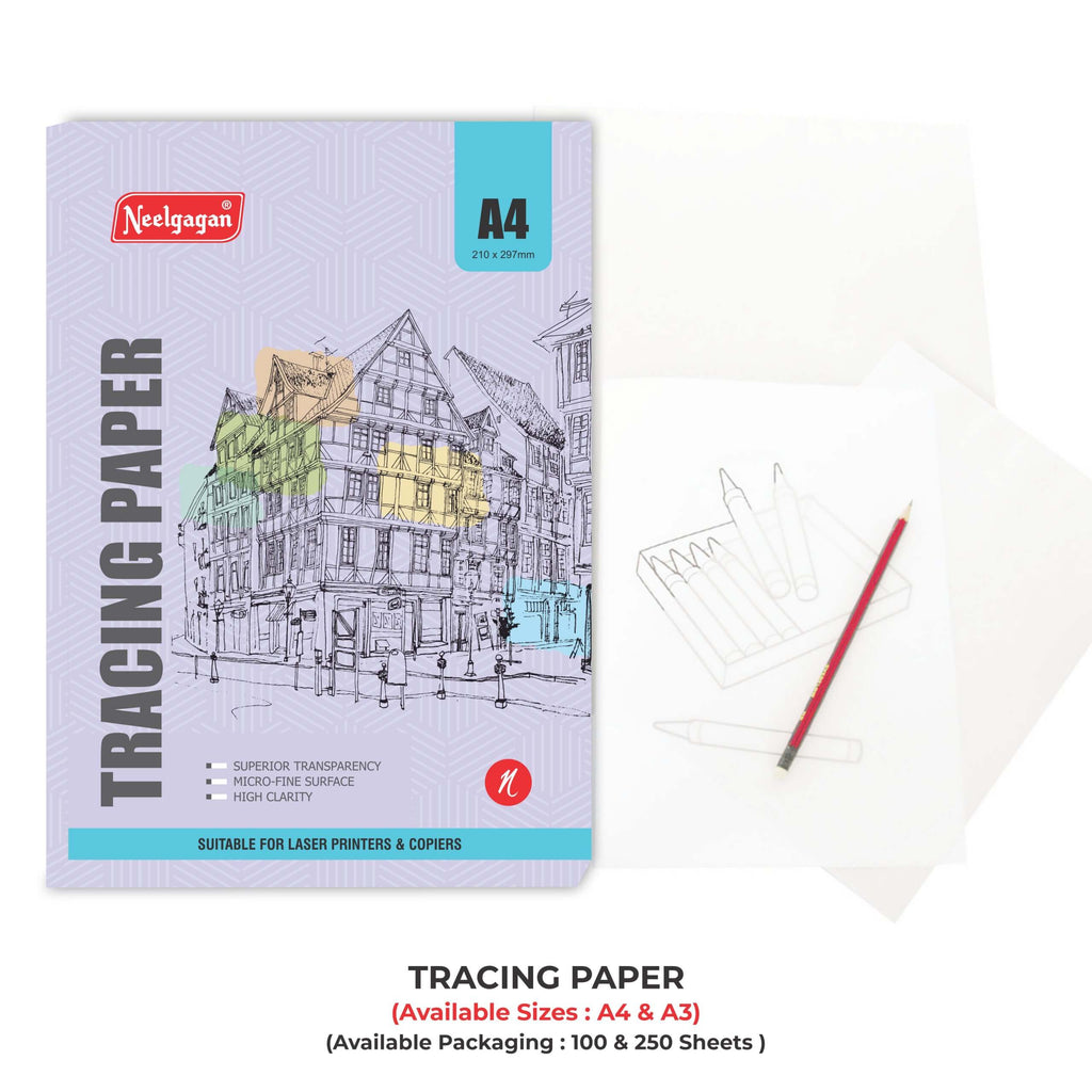 Tracing Paper (A4 & A3) 90 GSM (100 & 250 Sheets) Neelgagan