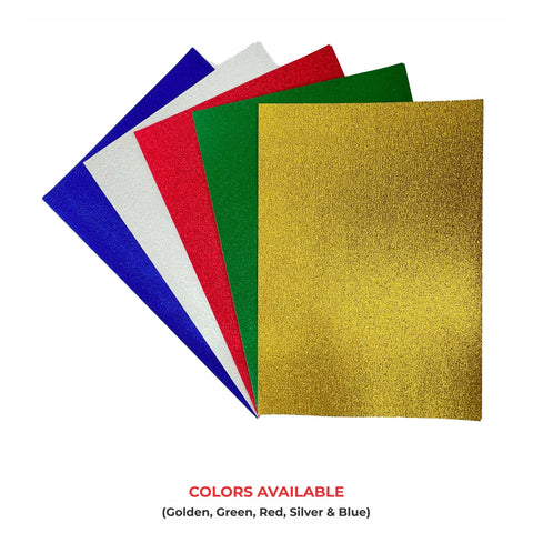 Glitter Sheets - A4 Mix Colour Pack of 10 Sheets (Without Gum/ With Gum)
