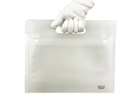 MCB-400-H - My Clear Bag - Double Button with Handle Single Pocket (Pack of 8) - Size : 35.7cm X 31.6cm